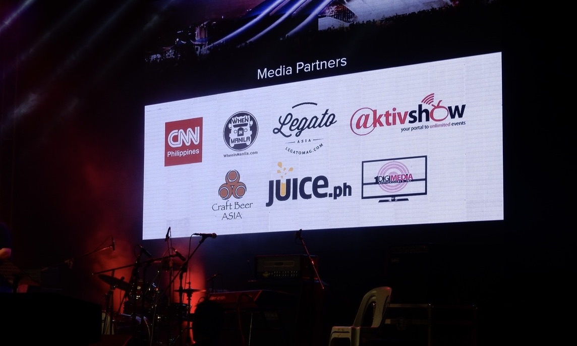 A Manila beer festival’s Media Partners screen showing the Craft Beer Asia logo alongside CNN Philippines and other media partners